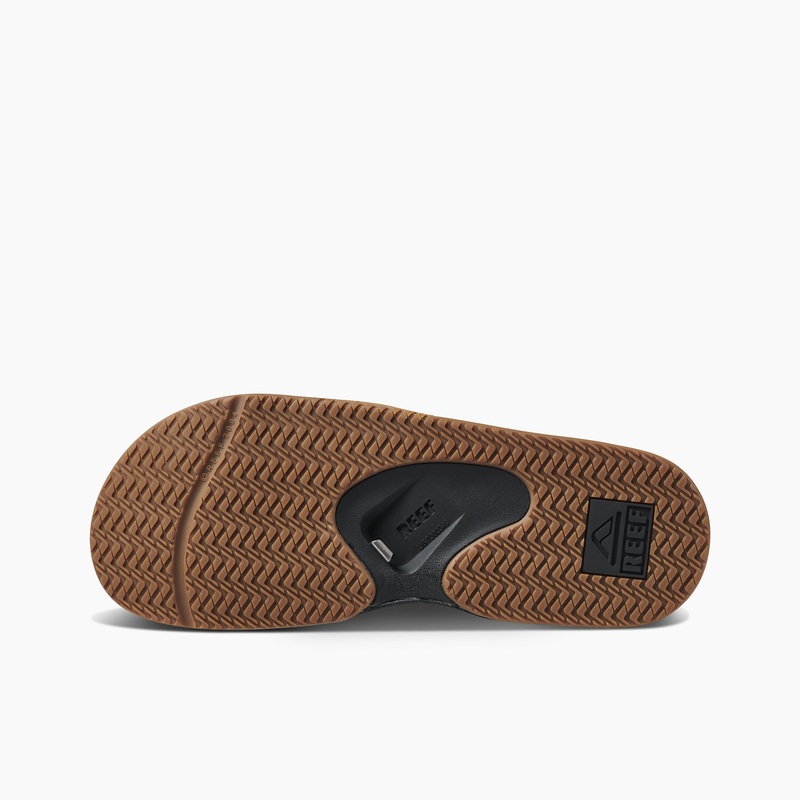 Men's Reef Fanning Slides Black / Silver | FWCCRFPY96T