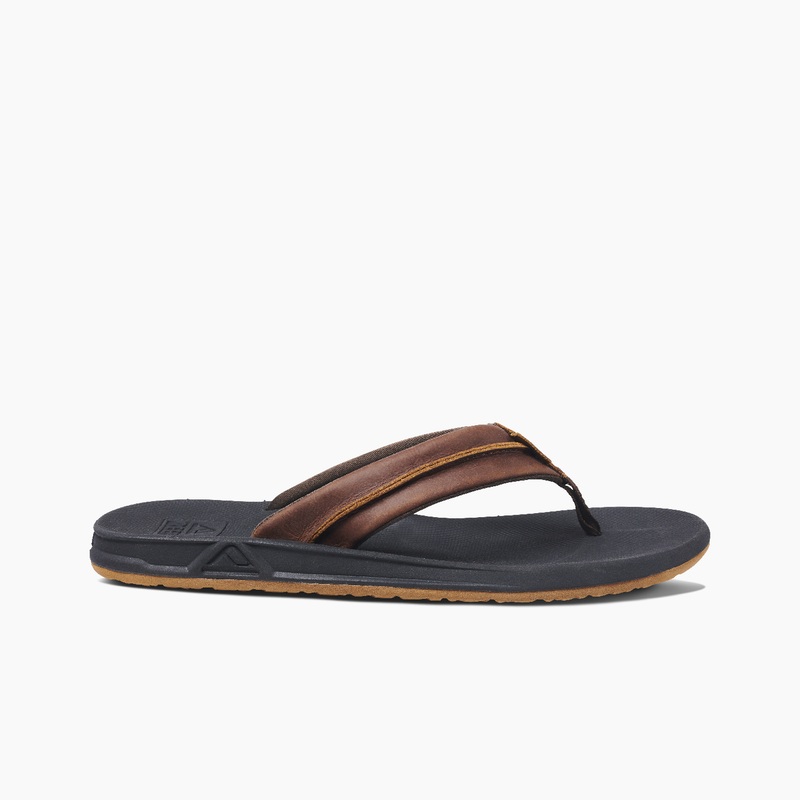 Men's Reef Leather Element Tqt Flip Flops Black / Brown | 3tZmzNsEJnC