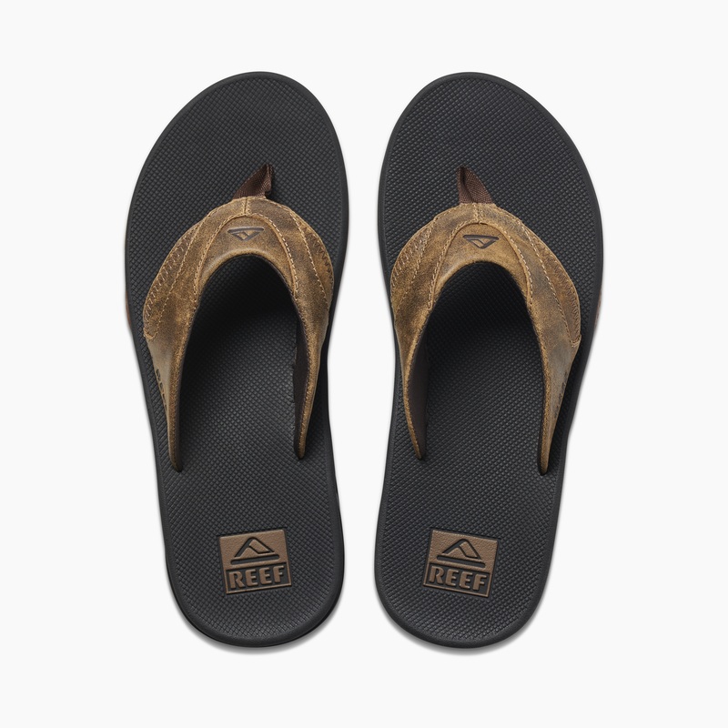 Men's Reef Leather Fanning Flip Flops Multicolor | OBwsLPBMk3I