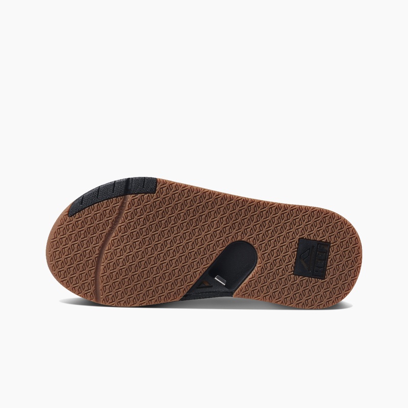 Men's Reef Leather Fanning Low Flip Flops Dark Brown | iQN2AZy34Lr