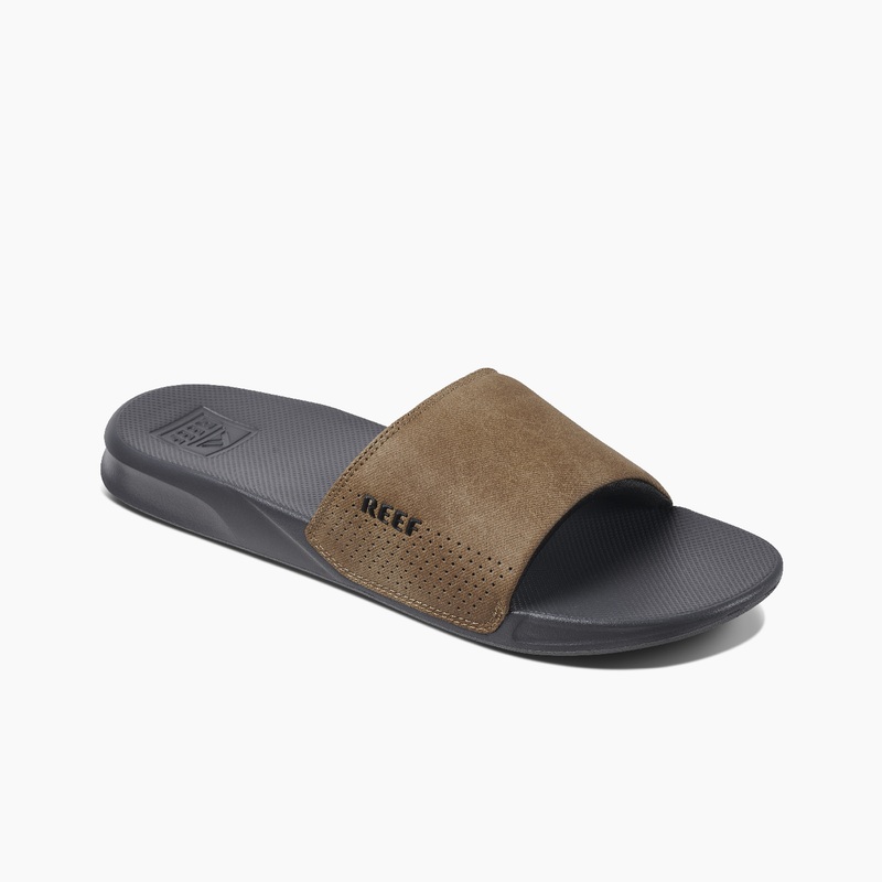 Men's Reef Reef One Slides Grey / Brown | 8j8WTWeGoTo