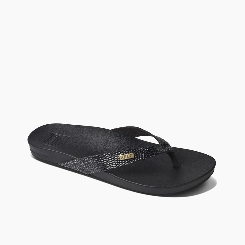 Women's Reef Cushion Court Flip Flops Black | hiTaZCPrX3A