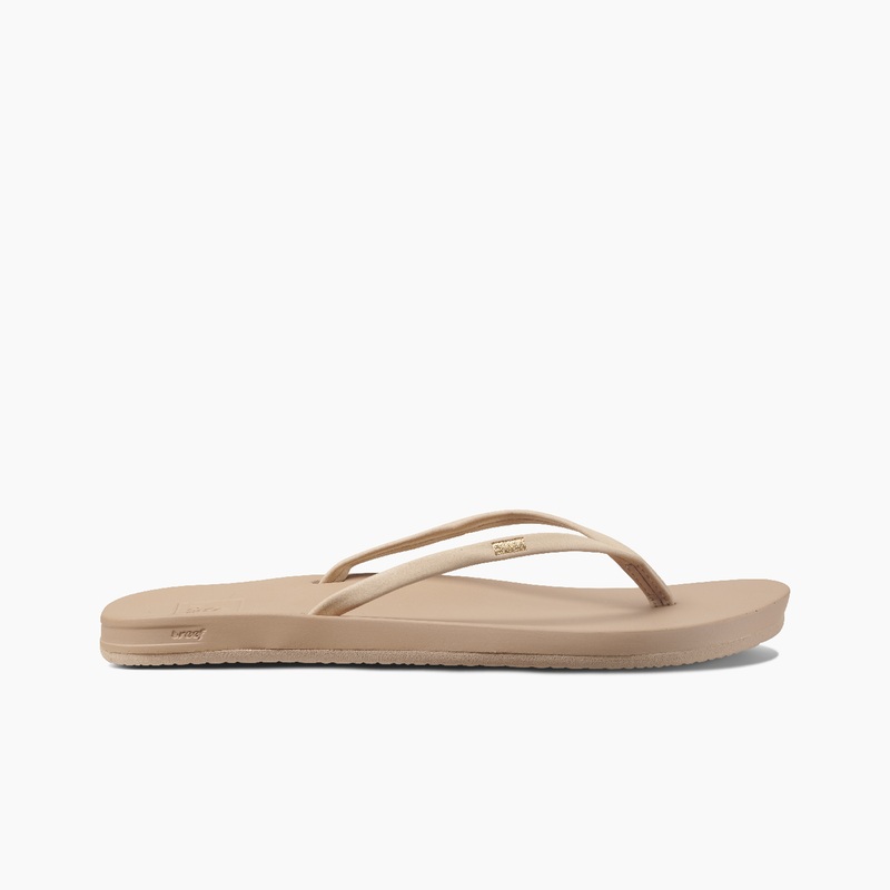 Women's Reef Cushion Slim Flip Flops Beige | oIDq8WH0lKn