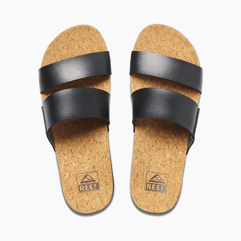 Women's Reef Cushion Vista Hi Slides Black | OyEAZ4u5VXA
