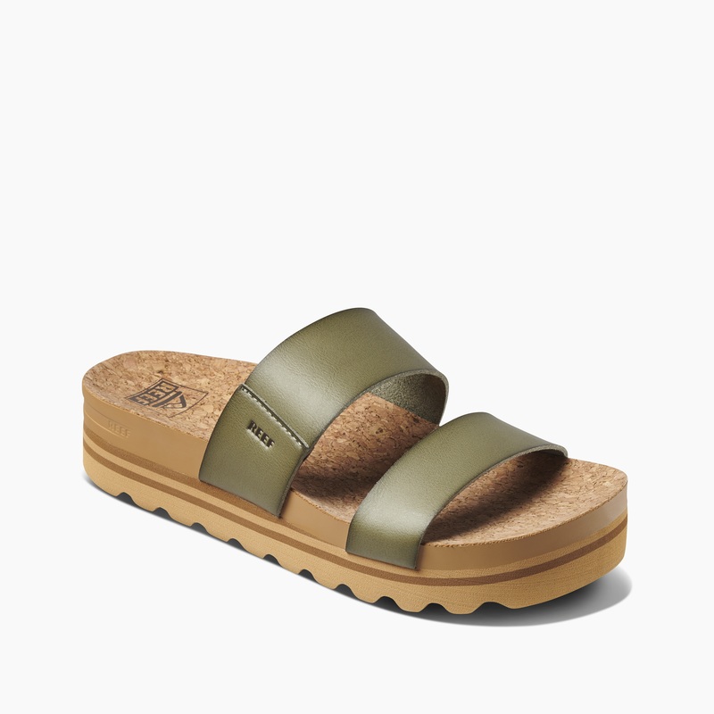 Women\'s Reef Cushion Vista Hi Slides Olive | xI0WnOH219i