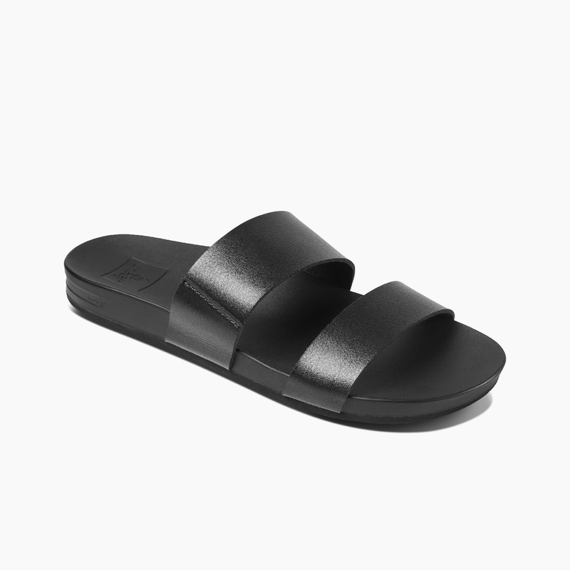 Women's Reef Cushion Vista Slides Black | CwrW0LsgVC2