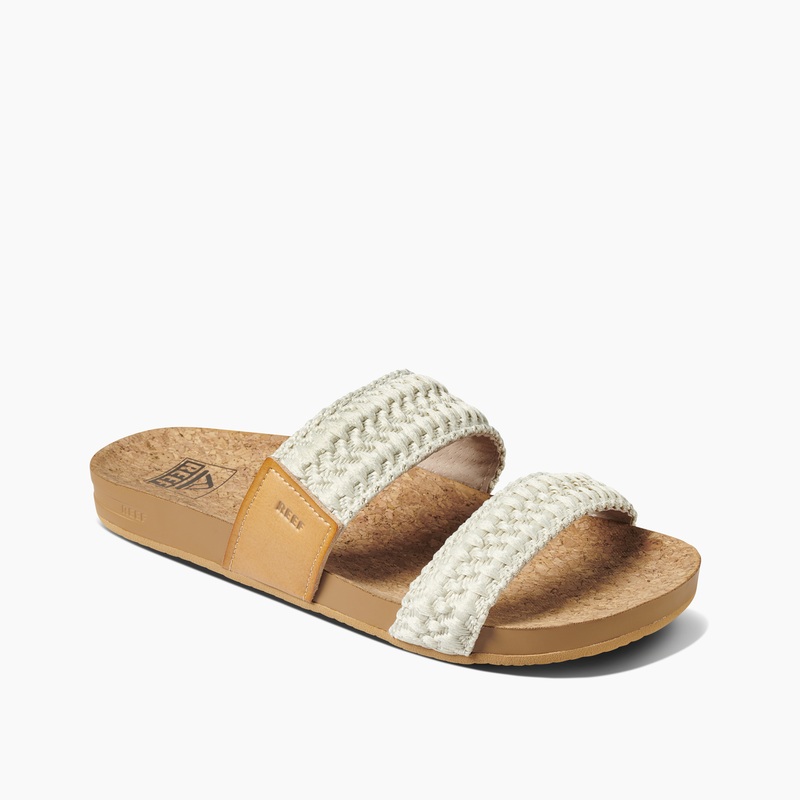 Women\'s Reef Cushion Vista Thread Slides Beige | TghGaoLMORP