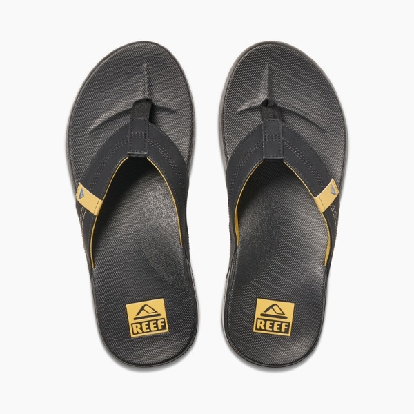 Men's Reef Cushion Phantom Flip Flops Black / Yellow | sMVm40BGNoY
