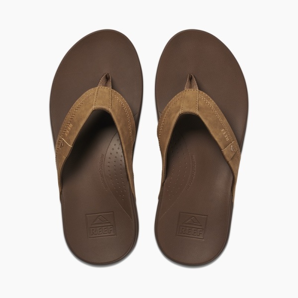 Men's Reef Cushion Spring Flip Flops Brown | 0w7lDI1Ylse
