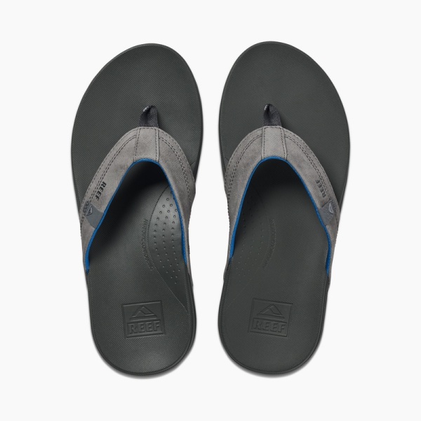 Men's Reef Cushion Spring Flip Flops Grey / Blue | ARObKkH2UQC