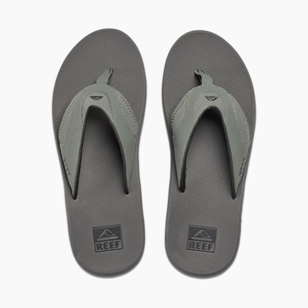 Men's Reef Fanning Flip Flops Grey / Black | WXWnbTlgJGp