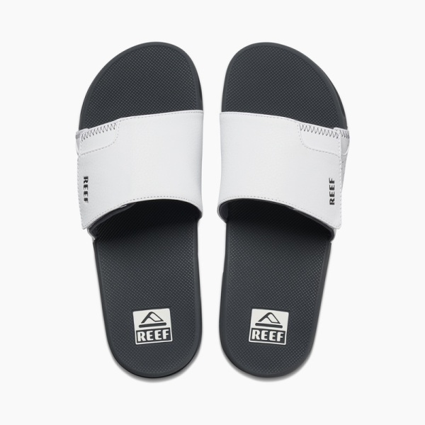 Men's Reef Fanning Slides Grey / White | pReBU87rR3n