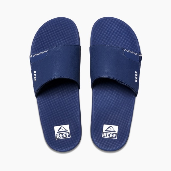 Men's Reef Fanning Slides Navy | 8tBoZVYQD58