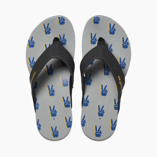 Men's Reef Newport X Life Is Good Flip Flops Grey | kvr5JelED3L