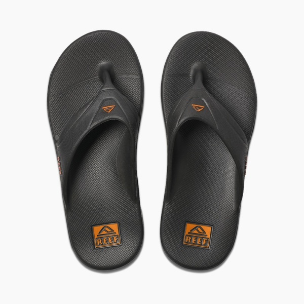 Men's Reef One Flip Flops Grey Orange | fDojLznCPDX