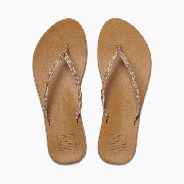 Women's Reef Cushion Slim Flip Flops Leopard | EUYHRZPxZUj