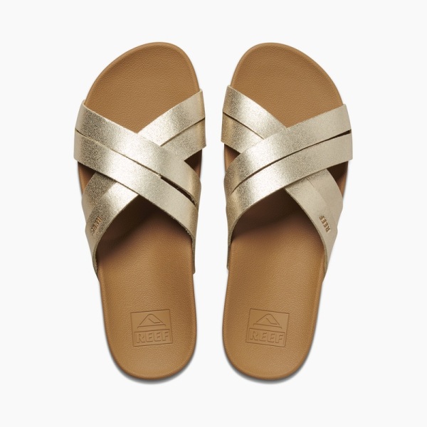Women's Reef Cushion Spring Bloom Slides Yellow | 1fnRvneTjlc