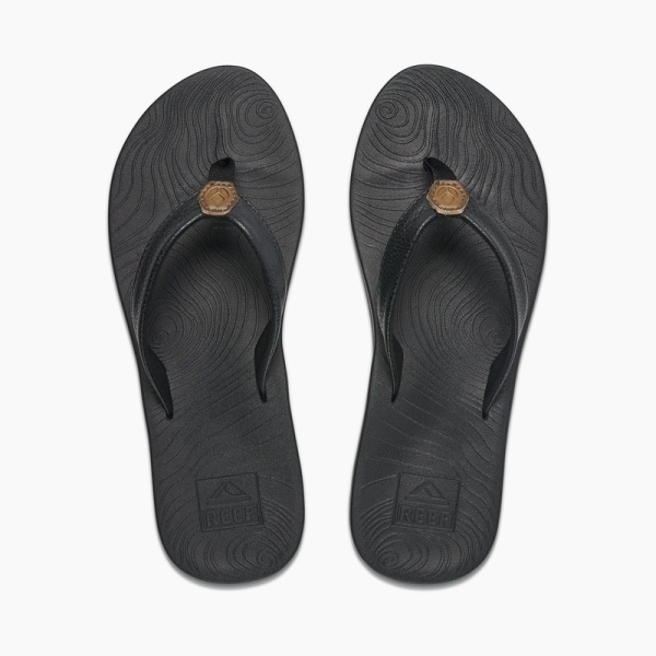 Women's Reef Zen Love Flip Flops Black / Black | WjlHjdLIDi5